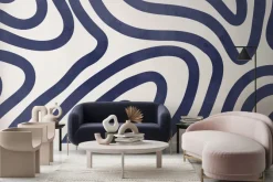 Fototapeta: Ciemnoniebieskie linie na białym tle abstrakcja