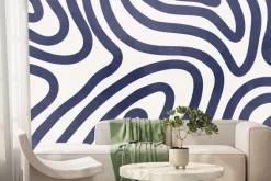 Fototapeta: Ciemnoniebieskie linie na białym tle abstrakcja