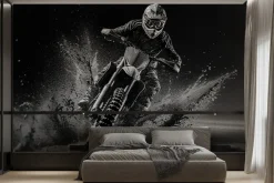 Fototapeta: Ścigający się motocyklista po torze