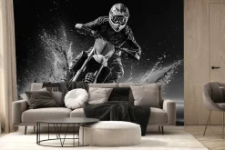 Fototapeta: Ścigający się motocyklista po torze