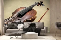 Fototapeta: Classic violin on grunge paper texture.