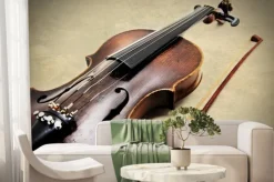 Fototapeta: Classic violin on grunge paper texture.