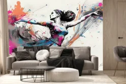 Fototapeta: Colorful watercolor ballerina hand painted ballet dancer ai generative