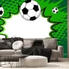 Fototapeta: Comic book poster with football ball. soccer balls on comics