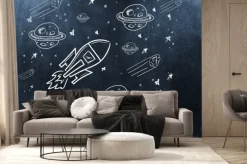 Fototapeta: Composite obraz planety, gwiazdy i rakiety