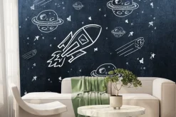 Fototapeta: Composite obraz planety, gwiazdy i rakiety