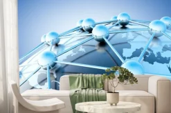 Fototapeta: Concepto de internet y trabajo en red con mapie del mundo