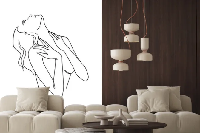 Fototapeta: Continuous line drawing of young girl.