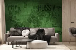 Fototapeta: Countries name typography world map on military fabric texture