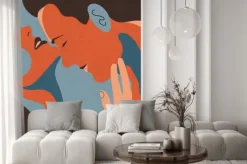 Fototapeta: Couple in love. romantic lovers portrait. abstract colored spots