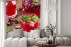 Fototapeta: Cranberry koktajl z mięty i lodu