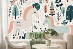 Fototapeta: Cute unicorns and unicorn seamless pattern kids print generative