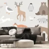 Fototapeta: Cute vector wild animals. wolf, goose, deer, penguin, bear, hare,