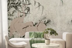 Fototapeta: Czaple i bambus na tle z delikatną teksturą