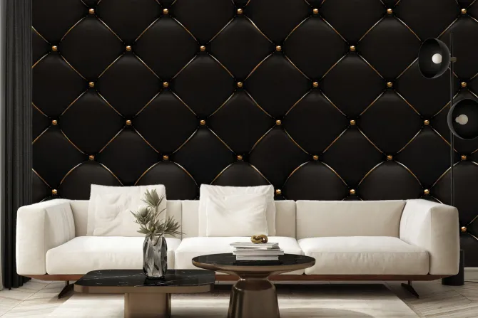 Fototapeta: Czarna pikowana tekstura ze złotem