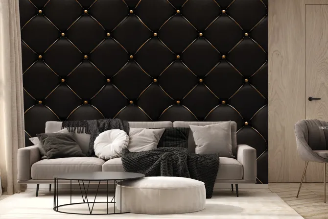 Fototapeta: Czarna pikowana tekstura ze złotem