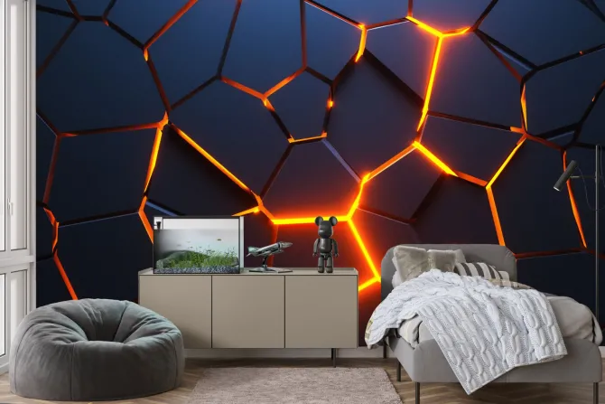 Fototapeta: Czarna pękająca ściana 3d