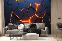 Fototapeta: Czarna pękająca ściana 3d