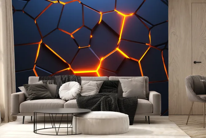 Fototapeta: Czarna pękająca ściana 3d