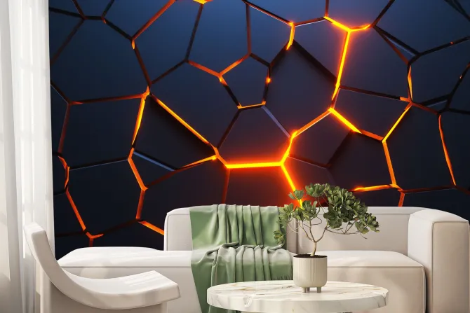 Fototapeta: Czarna pękająca ściana 3d