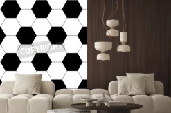 Fototapeta: Czarne i białe sześciokąty tworzące wzór piłki nożnej