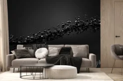 Fototapeta: Czarne kryształy 3d na ciemnym tle