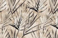 Fototapeta: Czarne liście palm na beżowej ścianie