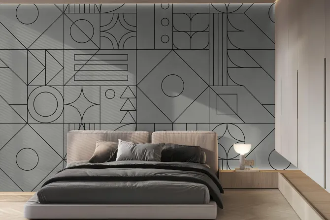 Fototapeta: Czarne linie w geometrycznych kształtach