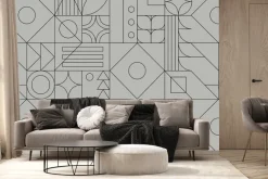 Fototapeta: Czarne linie w geometrycznych kształtach