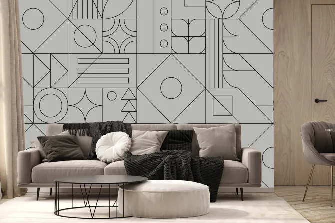 Fototapeta: Czarne linie w geometrycznych kształtach