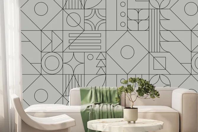 Fototapeta: Czarne linie w geometrycznych kształtach