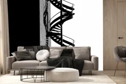 Fototapeta: Czarne metalowe kręcone schody