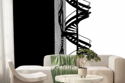 Fototapeta: Czarne metalowe kręcone schody