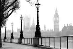 Fototapeta: Czarno biały londyn z big benem