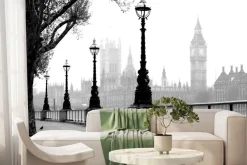Fototapeta: Czarno biały londyn z big benem