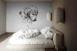Fototapeta: Czarno biały portret psa w stylu szkicu