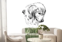 Fototapeta: Czarno biały portret psa w stylu szkicu
