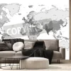 Fototapeta: Czarno-biała mapa świata z napisami