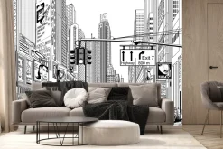 Fototapeta: Czarno-biała ulica nowego jorku