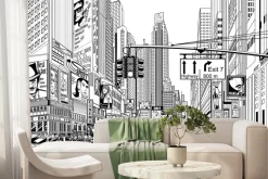 Fototapeta: Czarno-biała ulica nowego jorku