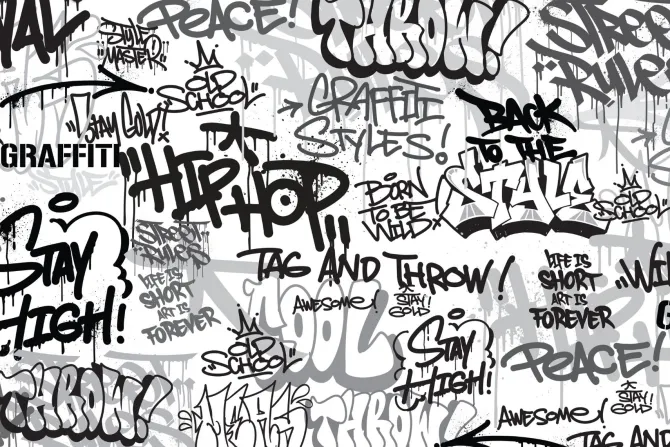 Fototapeta: Czarno-białe graffiti w stylu street art