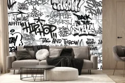 Fototapeta: Czarno-białe graffiti w stylu street art