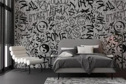 Fototapeta: Czarno-białe napisy w stylu graffiti