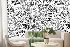 Fototapeta: Czarno-białe napisy w stylu graffiti