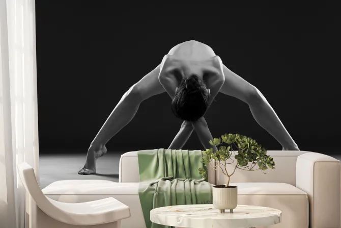 Fototapeta: Czarno-białe zdjęcie tańczącej kobiety