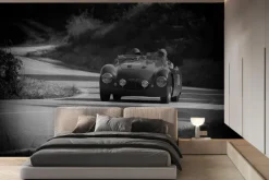 Fototapeta: Czarno-białe zdjęcie samochodu w stylu retro