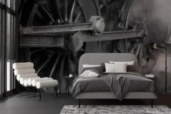 Fototapeta: Czarno-białe zdjęcie kół pociągu