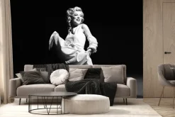 Fototapeta: Czarno-białe zdjęcie kobiety w sukience w stylu monroe