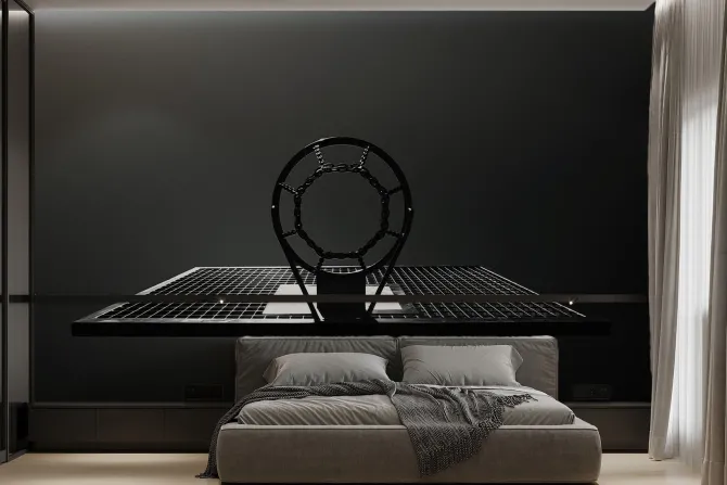 Fototapeta: Czarno-białe zdjęcie kosza do koszykówki