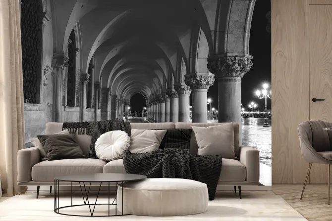 Fototapeta: Czarno-białe zdjęcie starożytnych kolumn